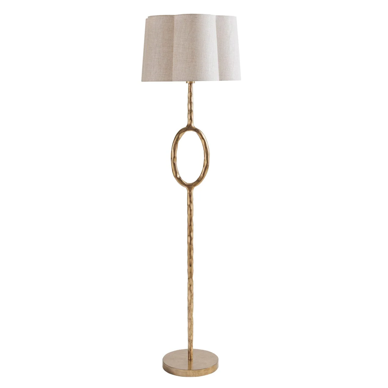 Alfie Gold Floor Lamp with Scalloped Linen Shade - Image 5