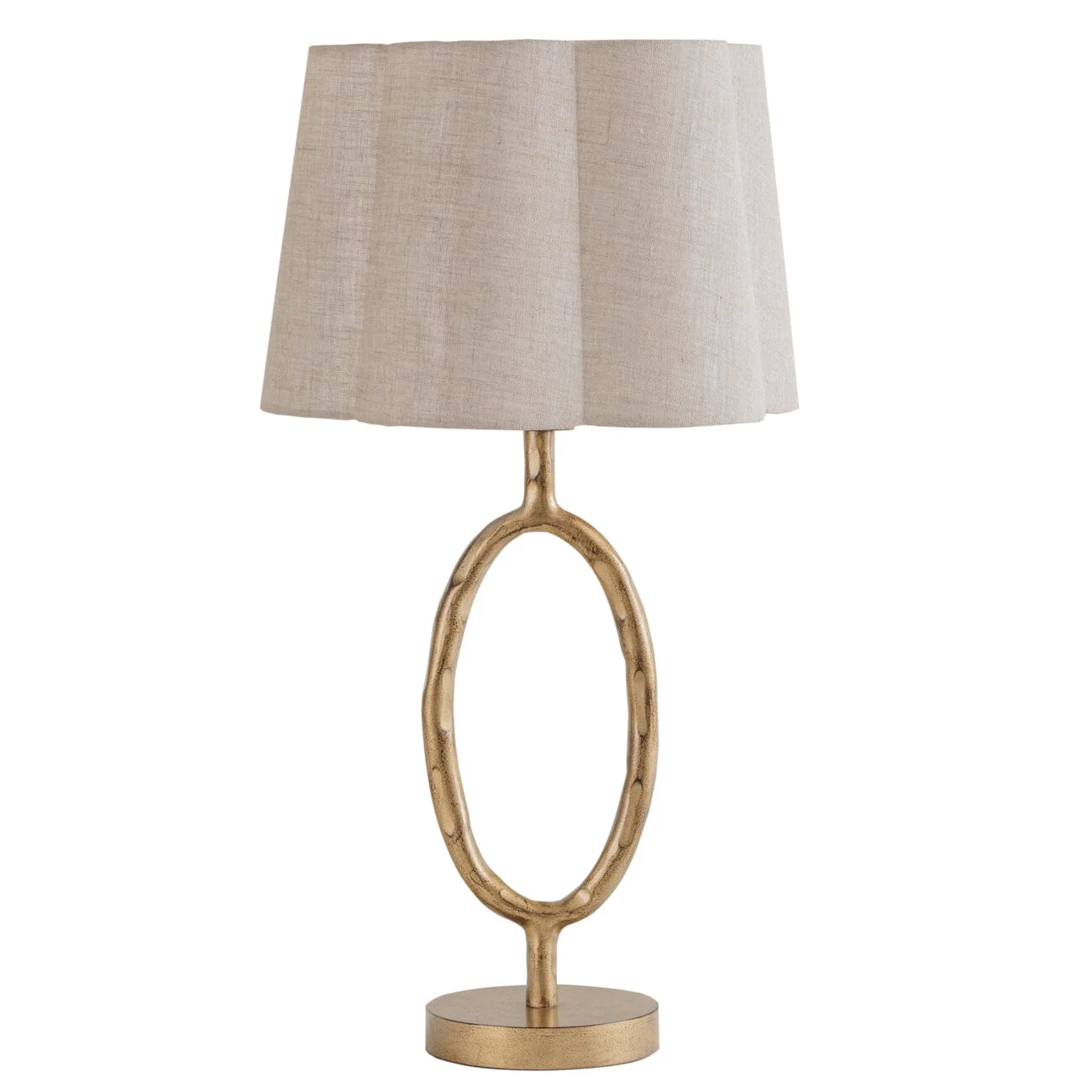 Alfie Gold Table Lamp with Scalloped Linen Shade - Image 2