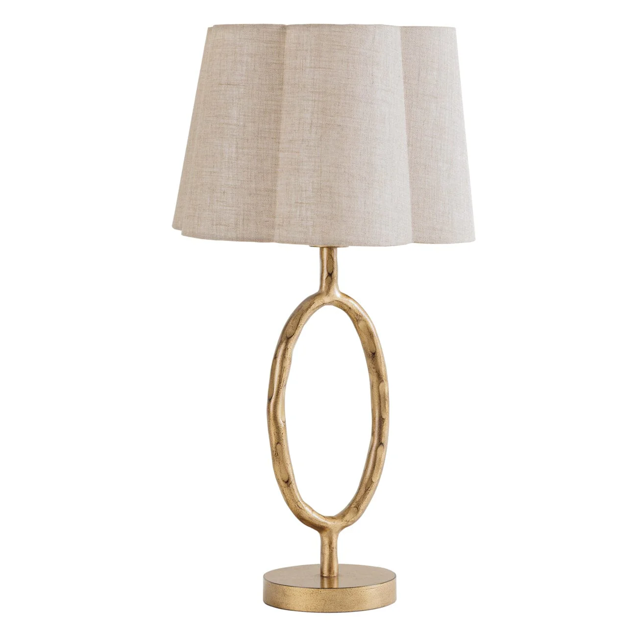 Alfie Gold Table Lamp with Scalloped Linen Shade - Image 3