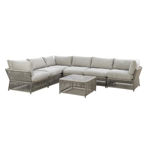 Algarve Outdoor Cream & Taupe Rope Weave Large Corner Sofa Set - Image 2