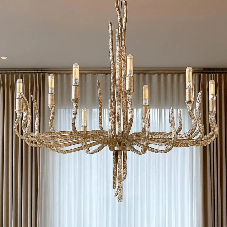 Alicia Champagne Gold Large Statement 6 Light Pendant Ceiling Light