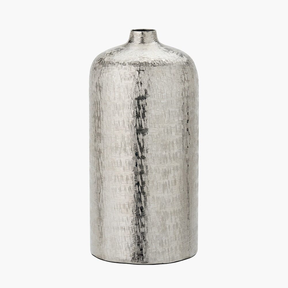 Alina Silver Hammered Metal Decorative Vase - Image 4