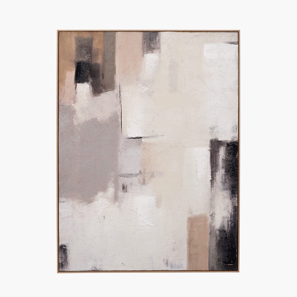 Alisona Neutral & Grey Textured Abstract Canvas with Natural Frame - Image 2