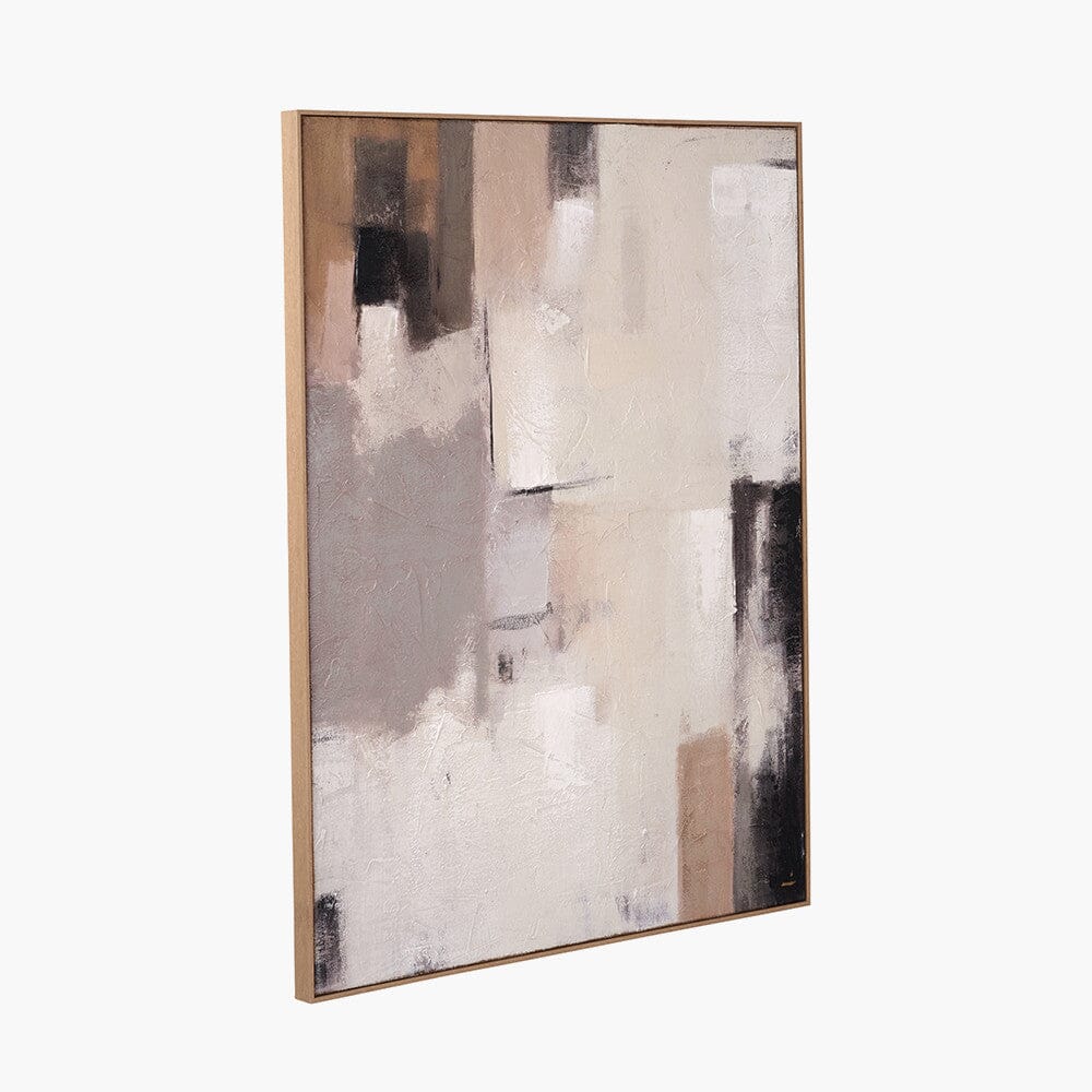 Alisona Neutral & Grey Textured Abstract Canvas with Natural Frame - Image 3