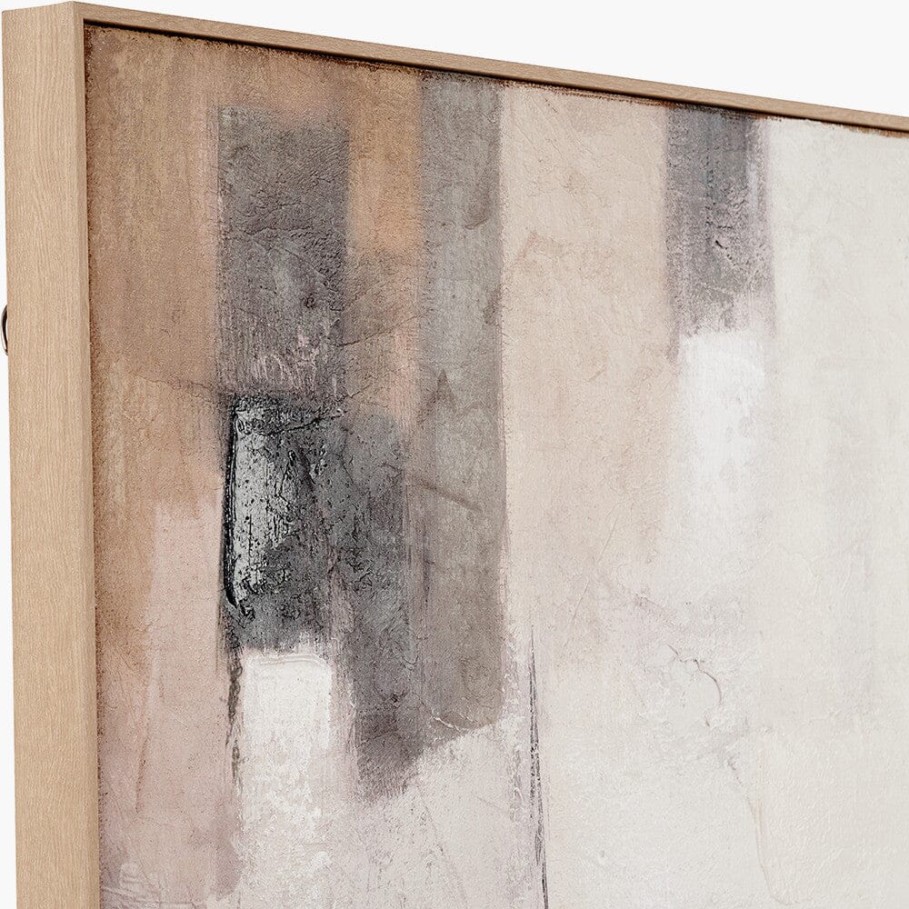 Alisona Neutral & Grey Textured Abstract Canvas with Natural Frame - Image 5