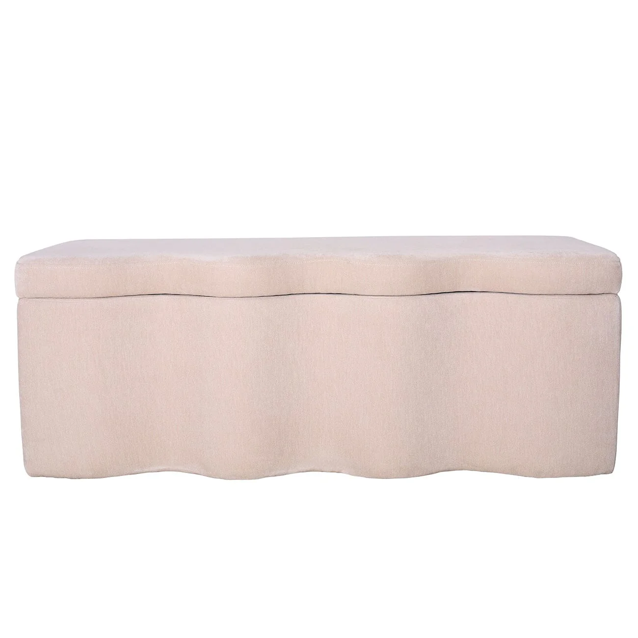 Alissia Warm Stone Velvet Squiggle Edge Storage Bench - Image 3