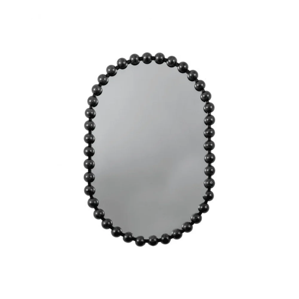 Allure Black Oval Beaded Wall Mirror - Image 3