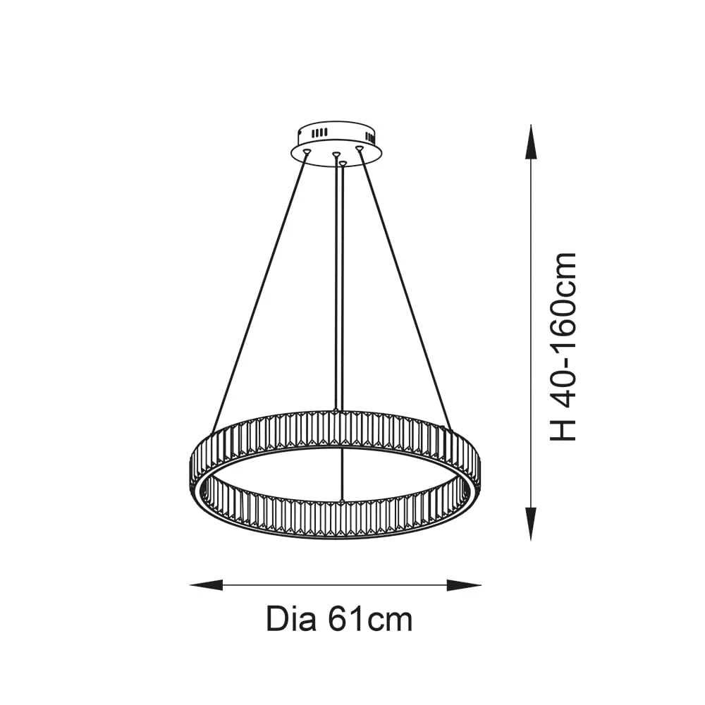 Alma Crystal Glass LED Ring Pendant Ceiling Light - Image 3