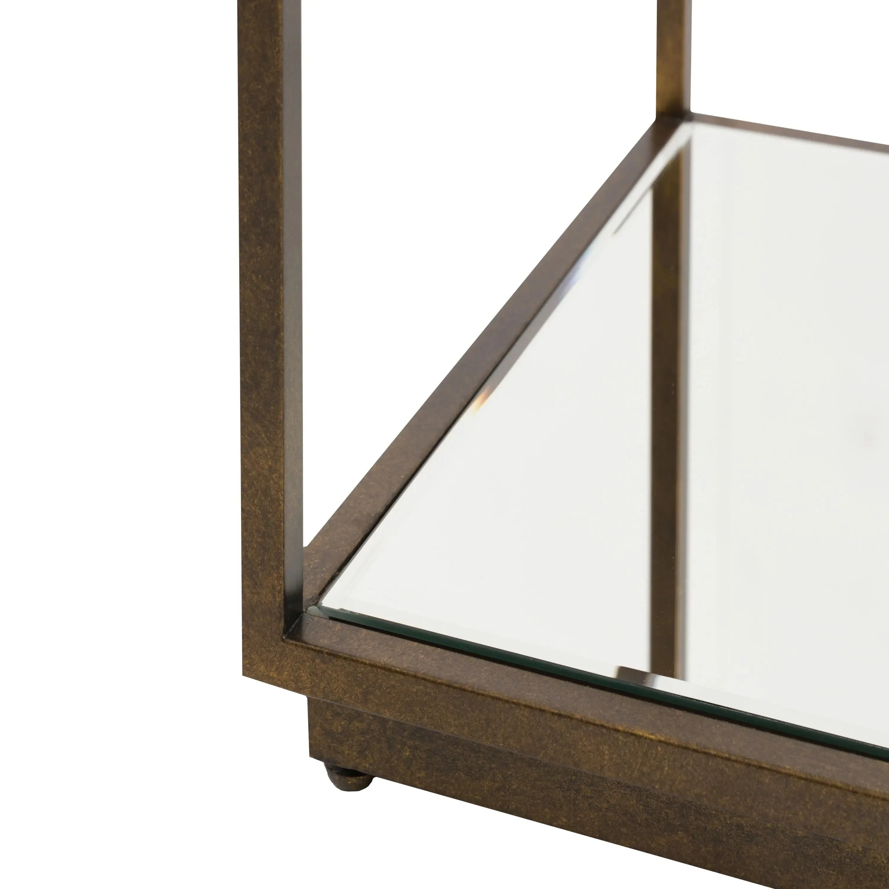 Alpha Bronze & Glass Side Table with Mirrored Shelf - Image 4
