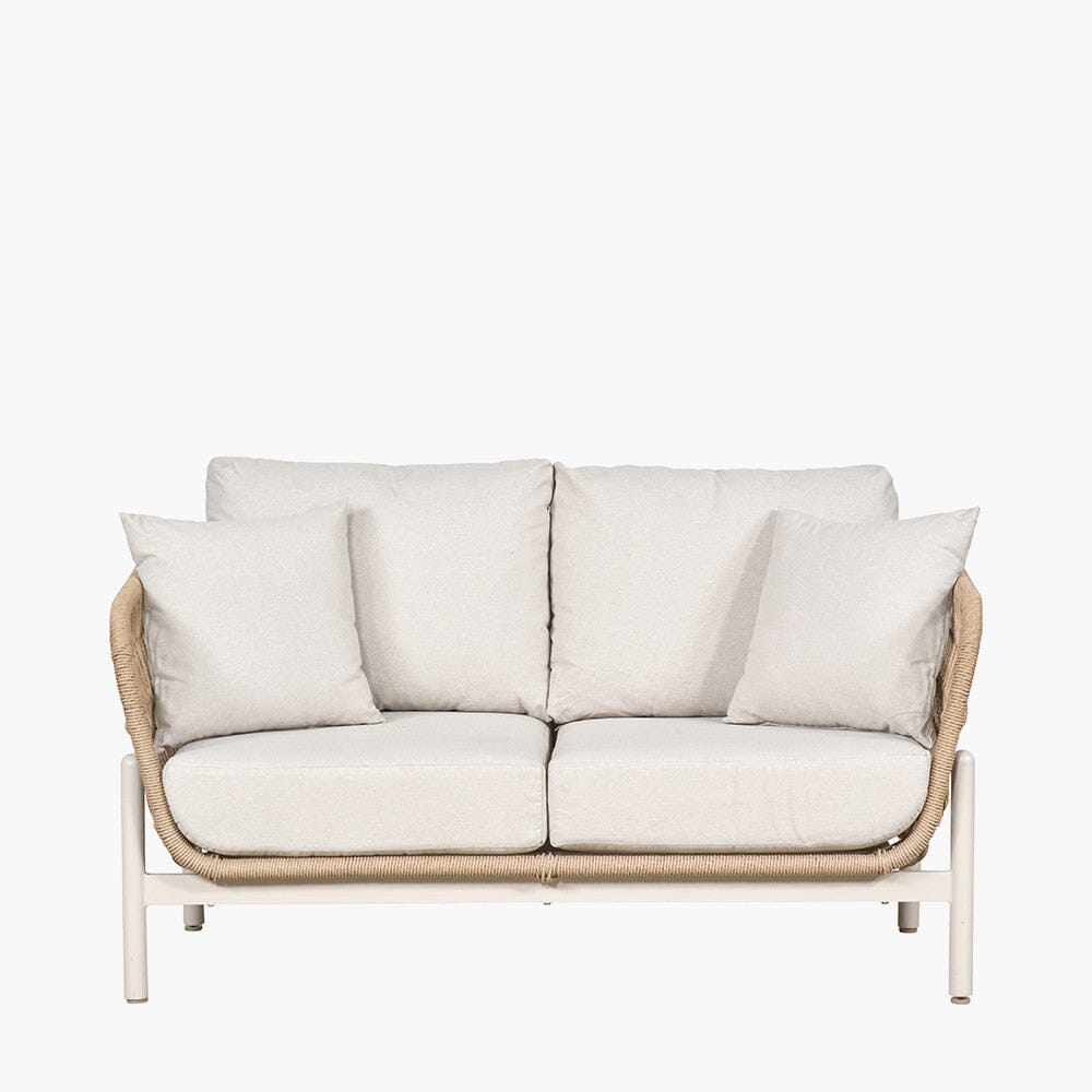 Amalfi Outdoor Cream & Natural Rope Weave 2 Seater Sofa - Image 2