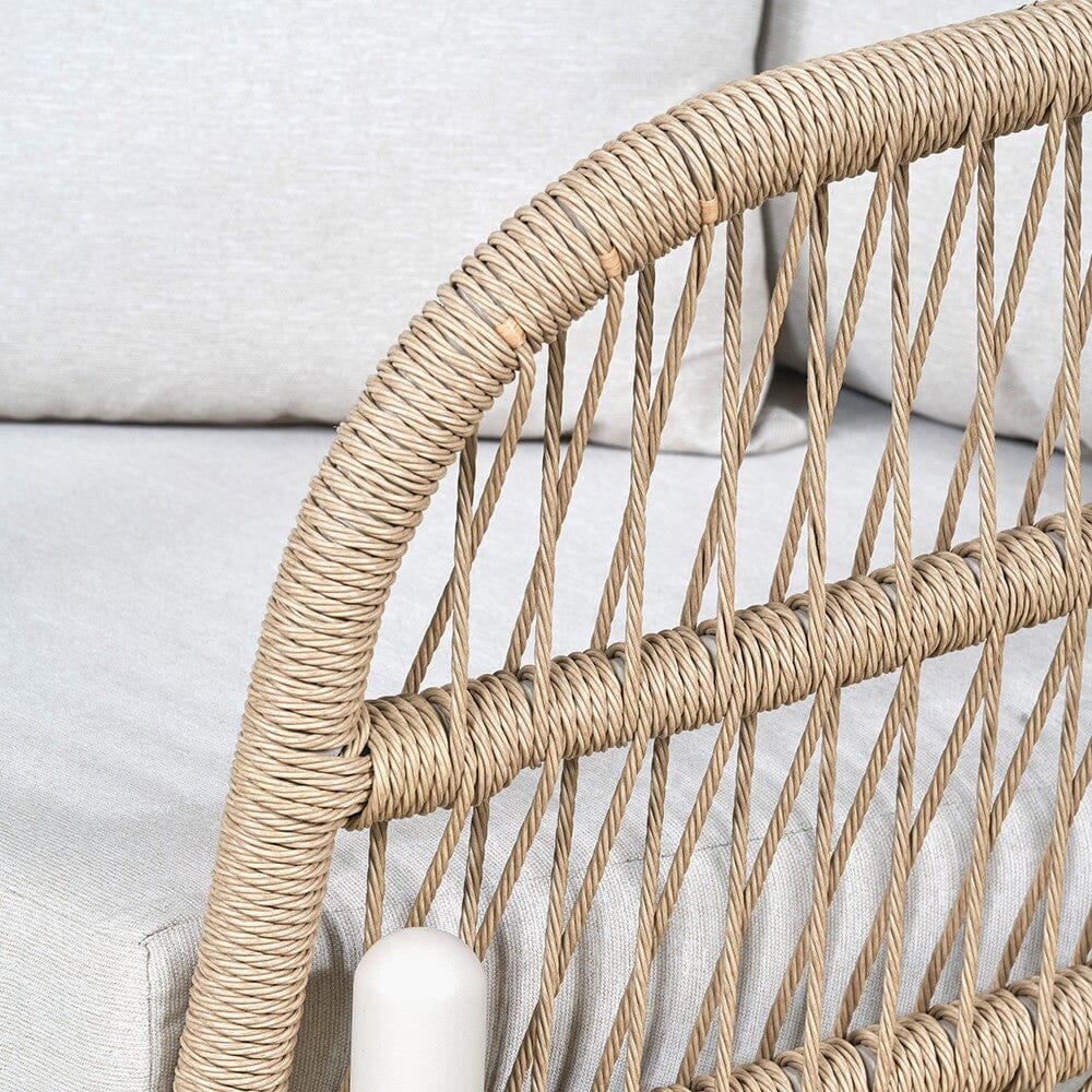 Amalfi Outdoor Cream & Natural Rope Weave 2 Seater Sofa - Image 3