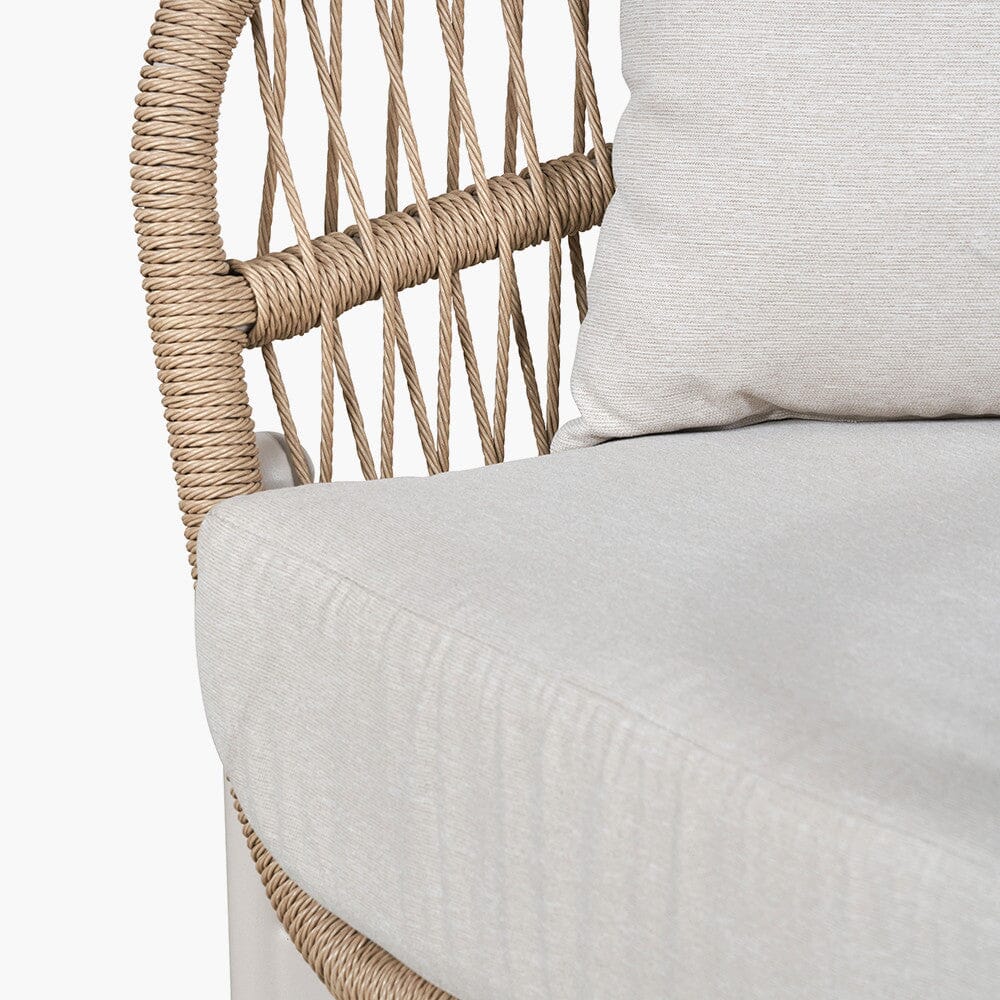 Amalfi Outdoor Cream & Natural Rope Weave 2 Seater Sofa - Image 5