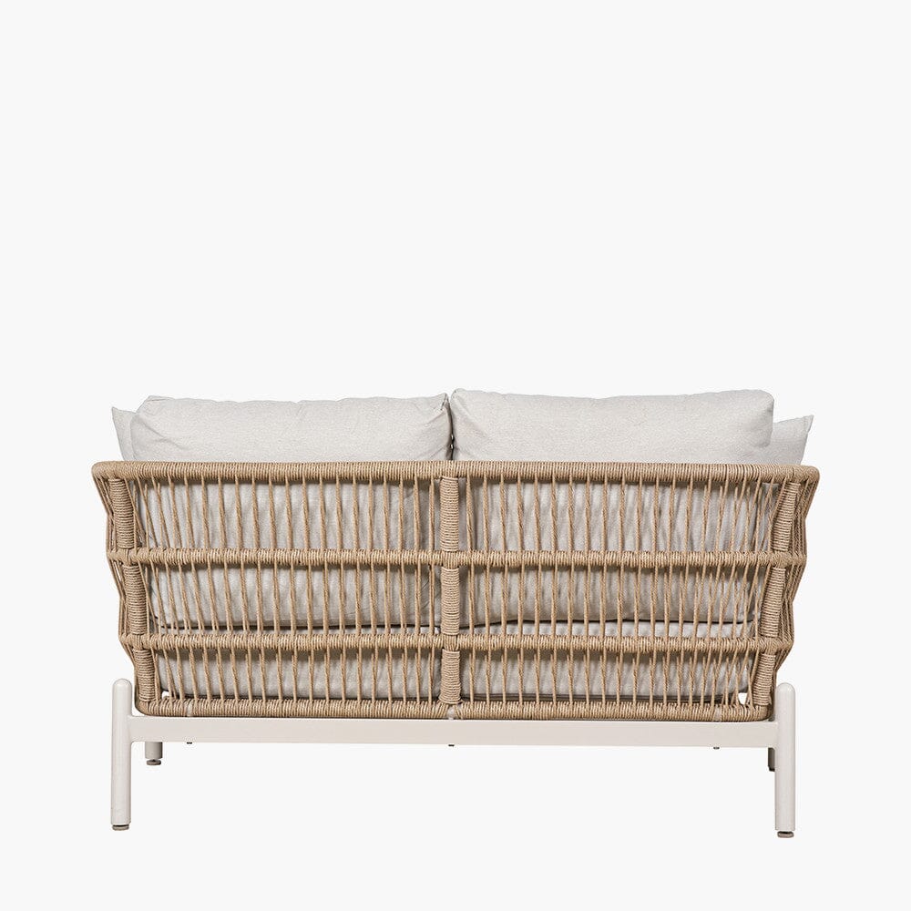 Amalfi Outdoor Cream & Natural Rope Weave 2 Seater Sofa - Image 6