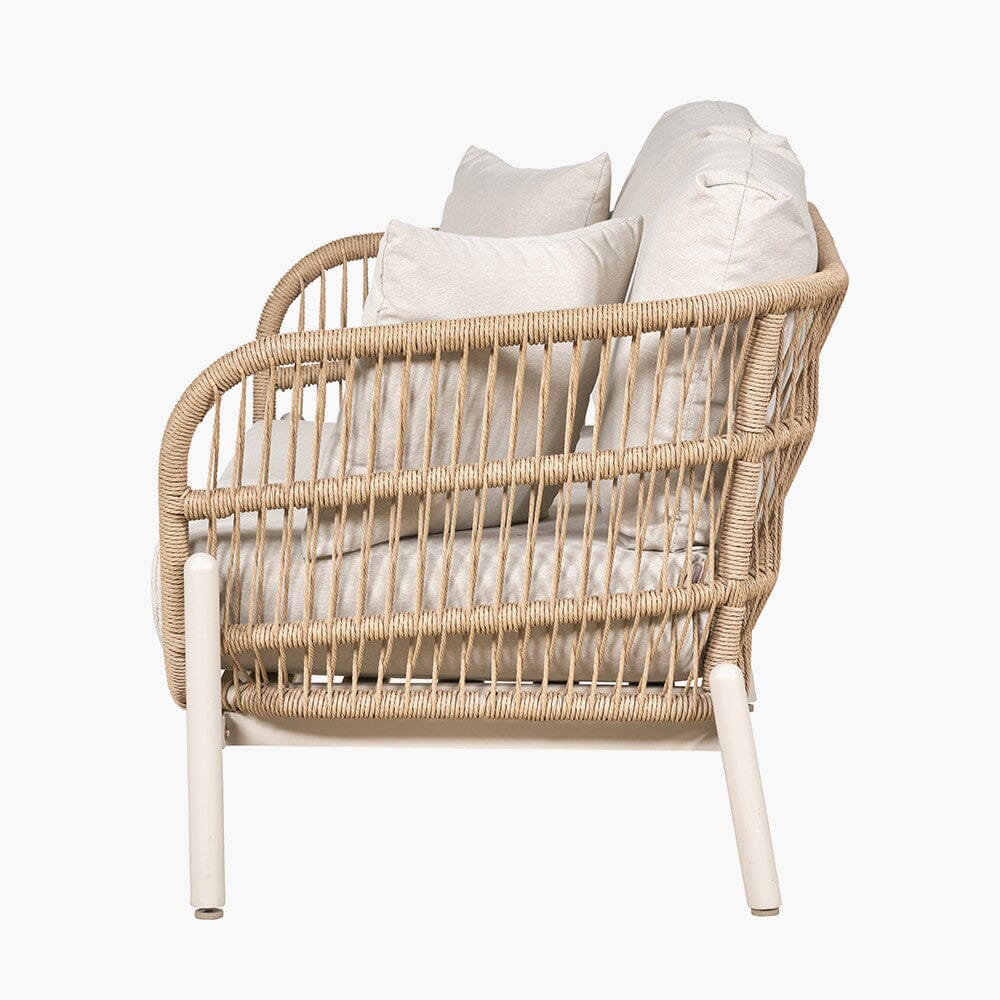Amalfi Outdoor Cream & Natural Rope Weave 2 Seater Sofa - Image 7