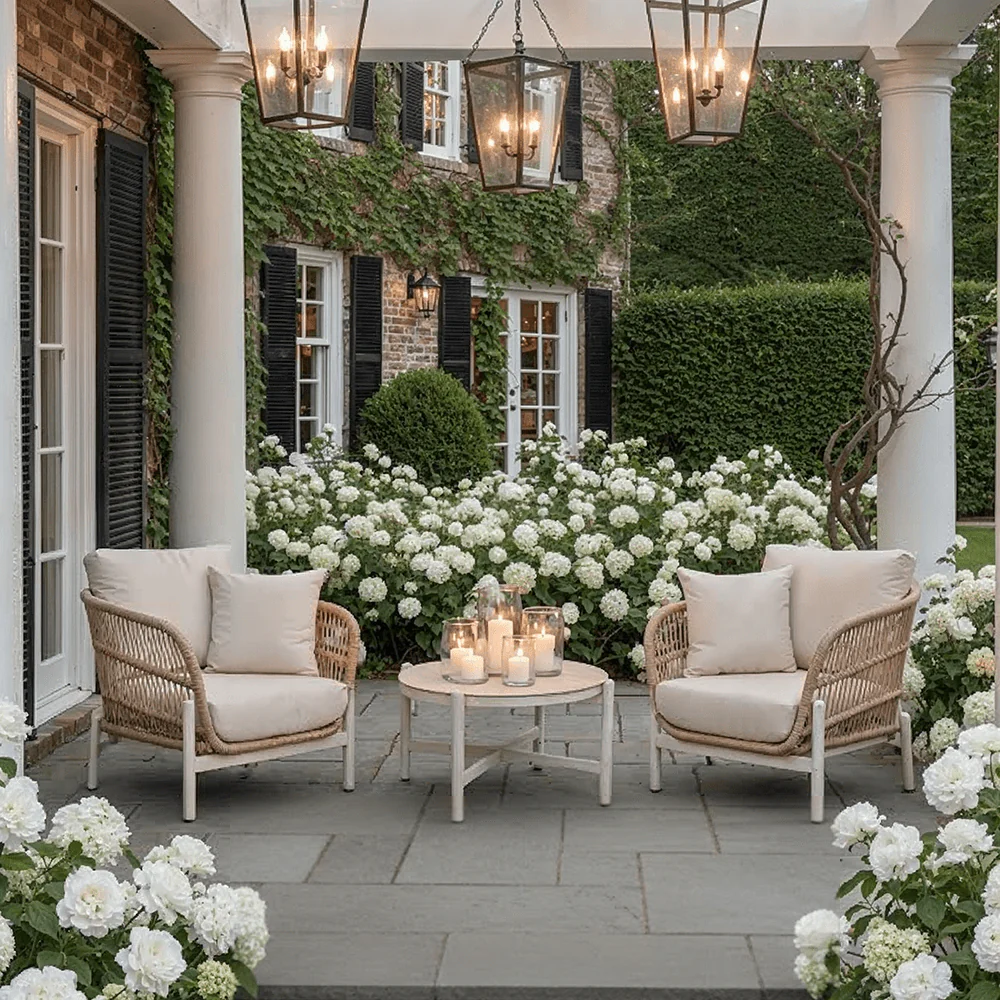 Amalfi Outdoor Cream & Natural Rope Weave Armchair and Coffee Table Set
