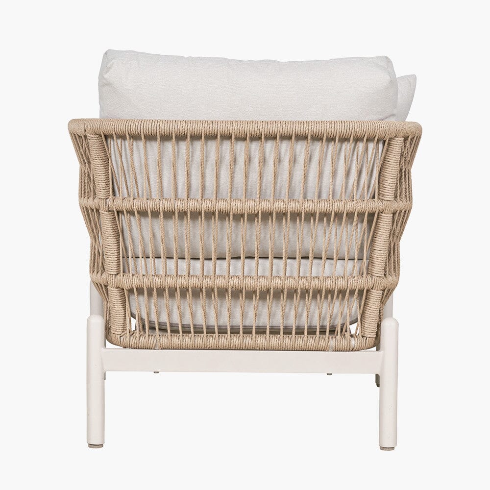 Amalfi Outdoor Cream & Natural Rope Weave Armchair and Coffee Table Set - Image 4