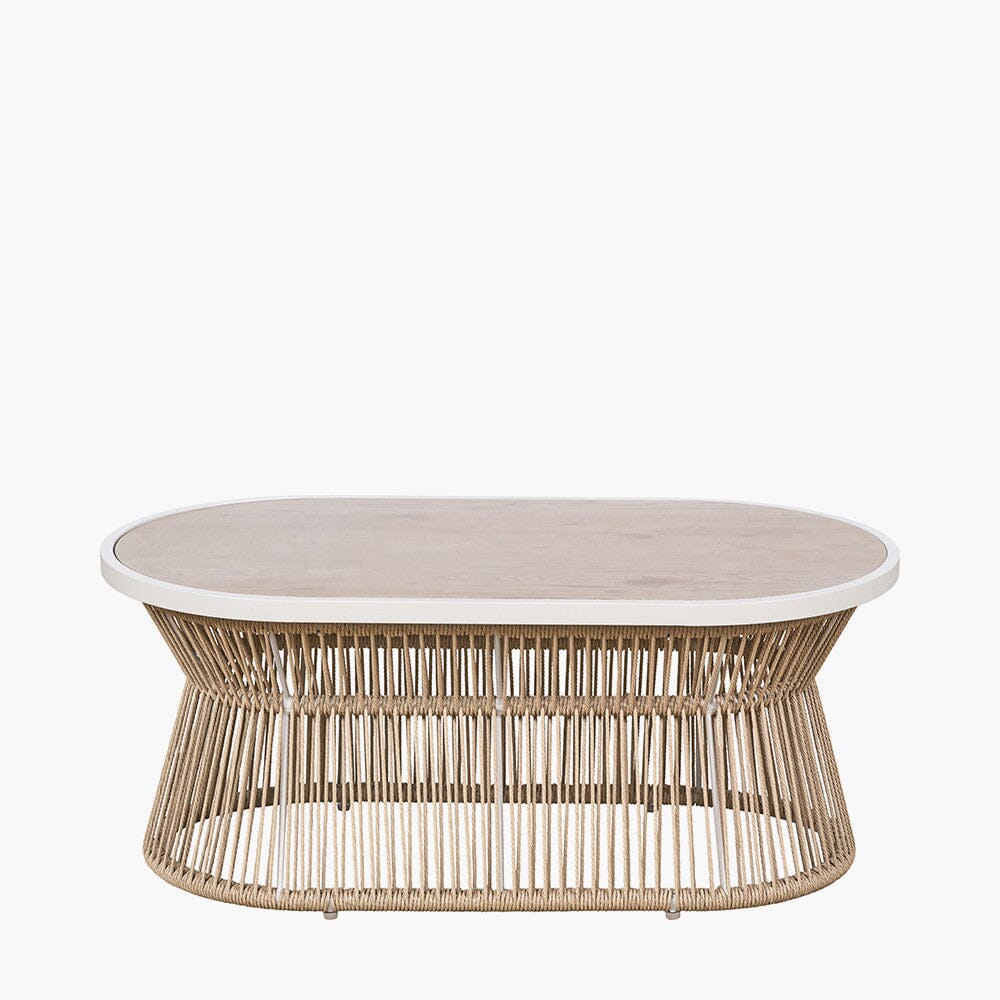 Amalfi Outdoor Cream & Natural Rope Weave Lounge Set - Image 7