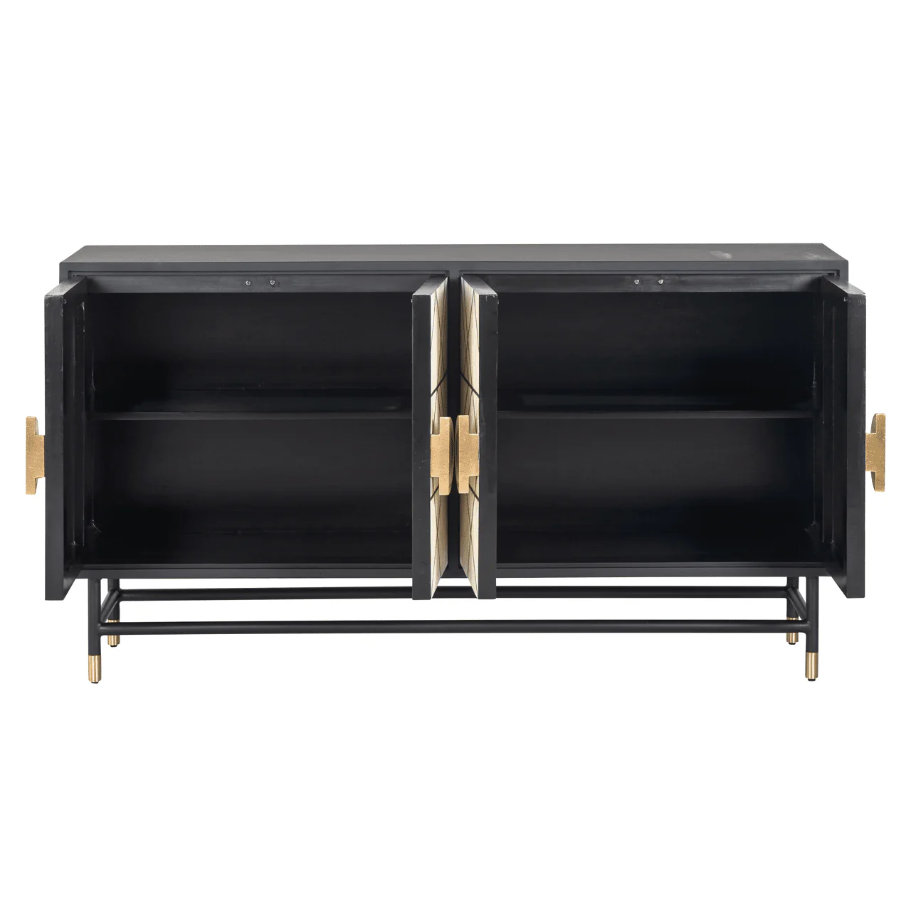 Amera Abstract Monochrome Bone Inlay 4 Door Sideboard - Image 6