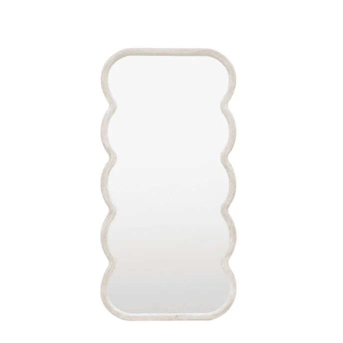 Amina Floor Standing White Concrete Effect Wave Effect Mirror - Image 2