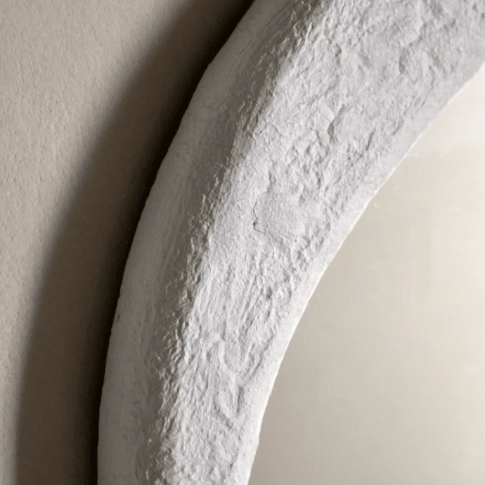 Amina White Concrete Effect Abstract Pebble Mirror - Image 2