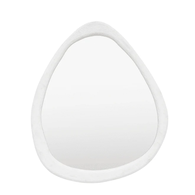 Amina White Concrete Effect Abstract Pebble Mirror - Image 3