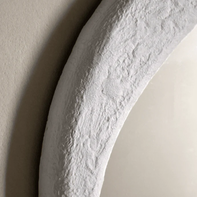 Amina White Concrete Effect Rounded Pebble Mirror - Image 2