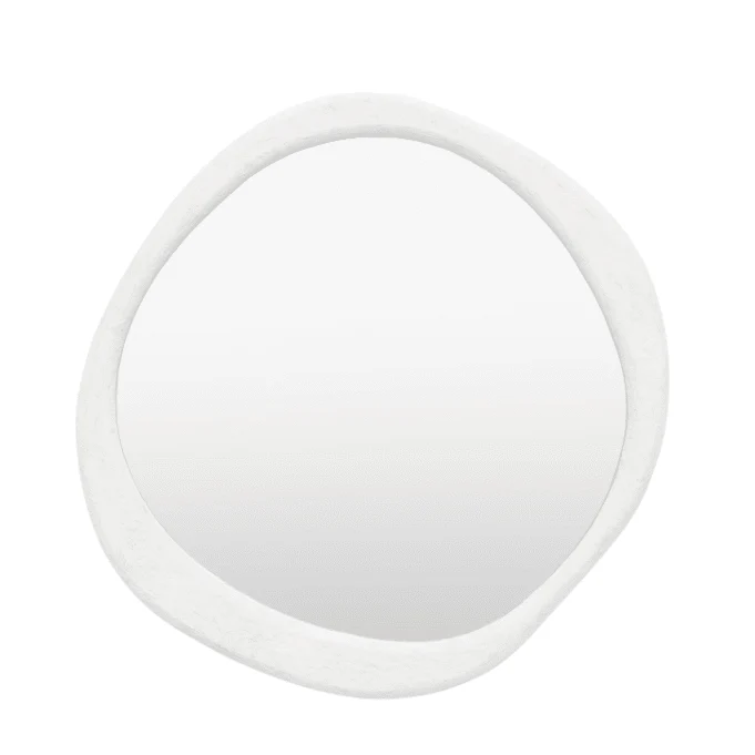 Amina White Concrete Effect Rounded Pebble Mirror - Image 3