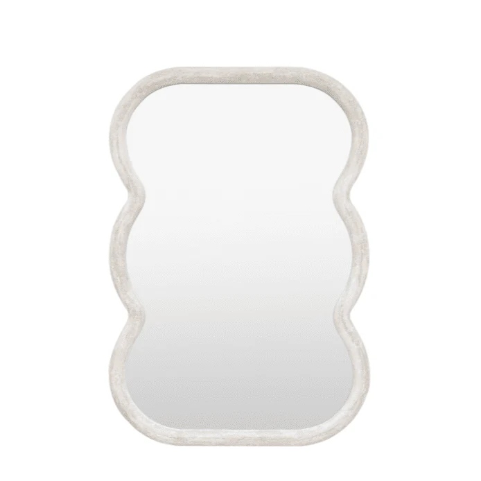 Amina White Concrete Effect Wave Effect Mirror - Image 2
