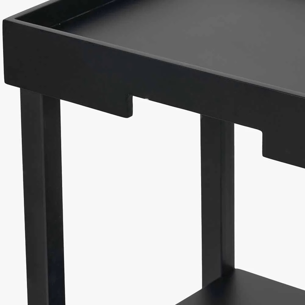 Amiya Black Wood Veneer Square Side Table - Image 2