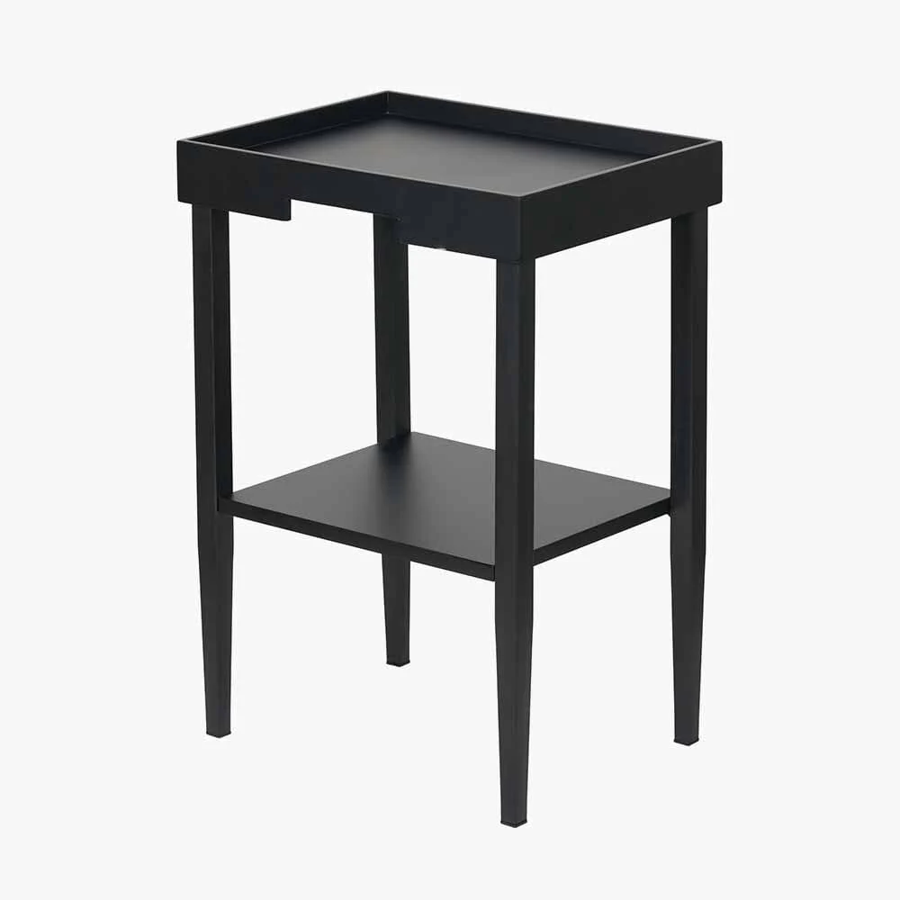 Amiya Black Wood Veneer Square Side Table - Image 3