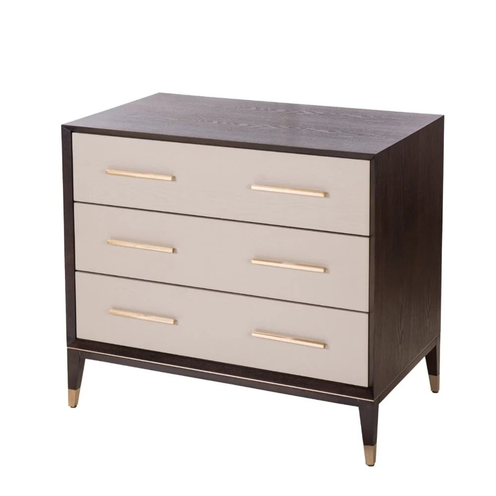 Amora Dark Wood 3 Drawer Chest with Brass Details - Image 2