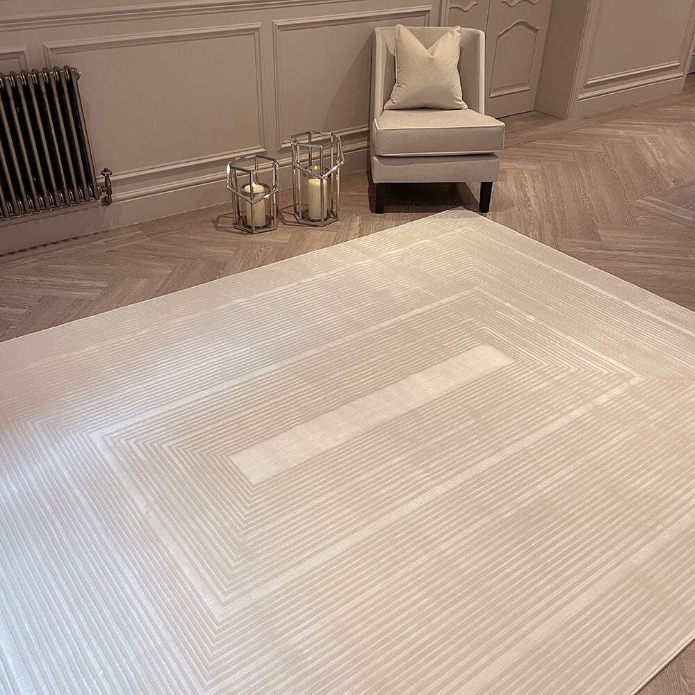 Amoria Champagne & Ivory Textured Geometric Rug