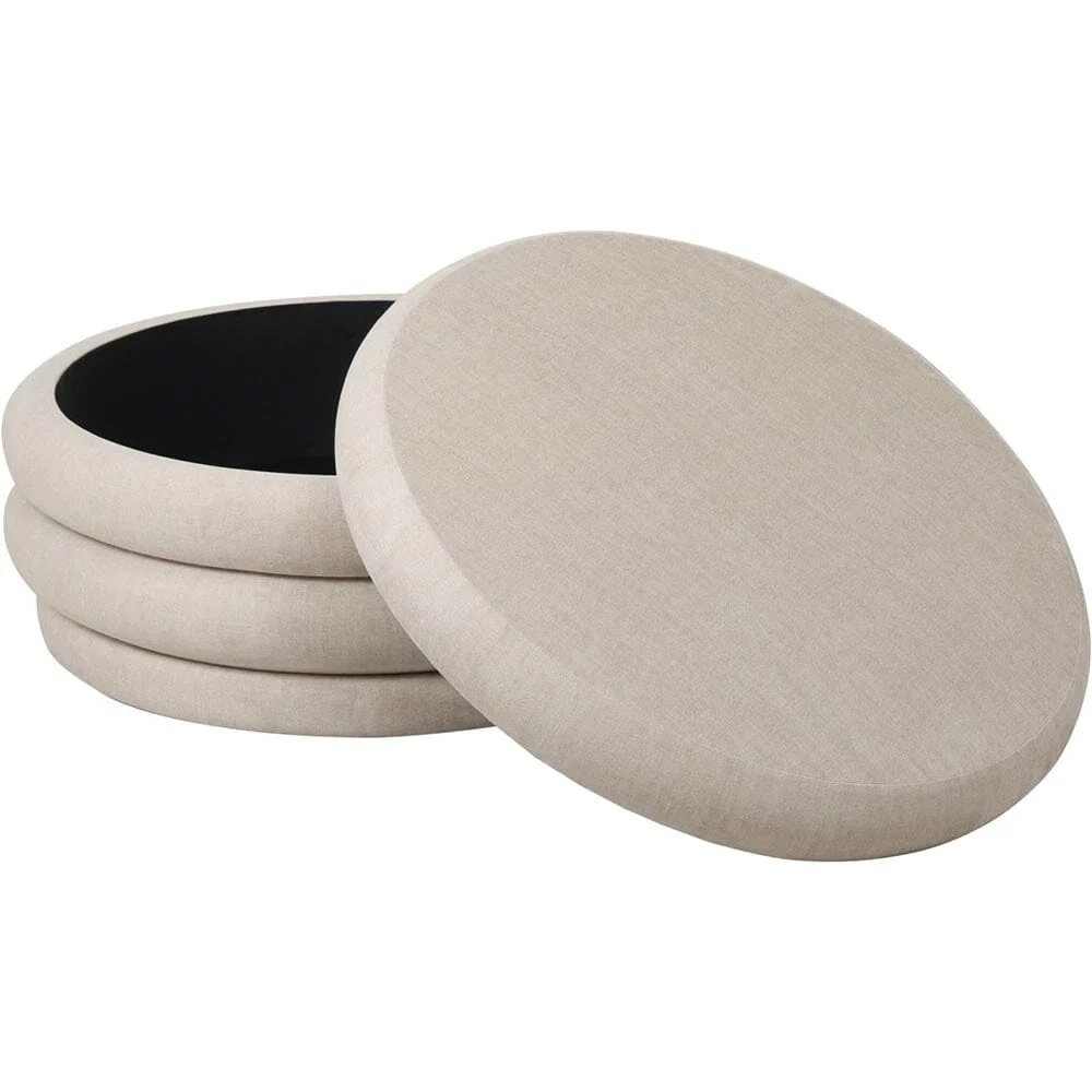 Amreli Curved Cream Large Storage Ottoman Footstool - Image 2