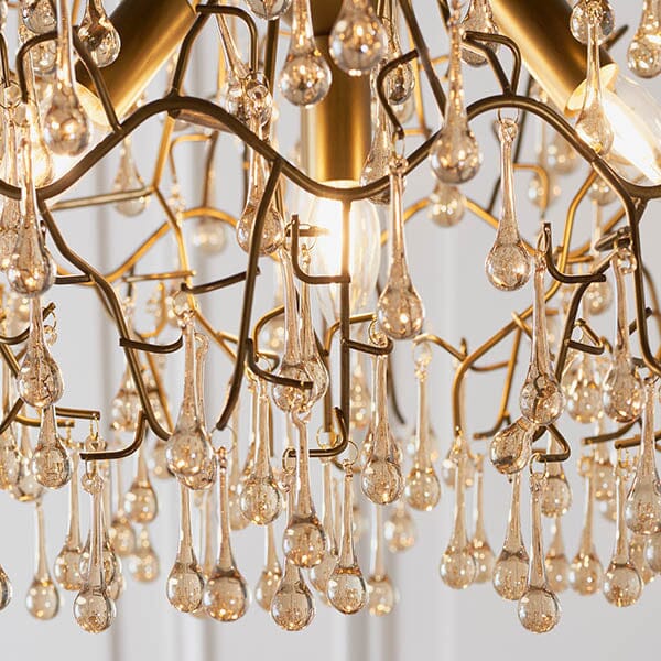 Anais Gold Branch Chandelier with Glass Droplets - Image 3