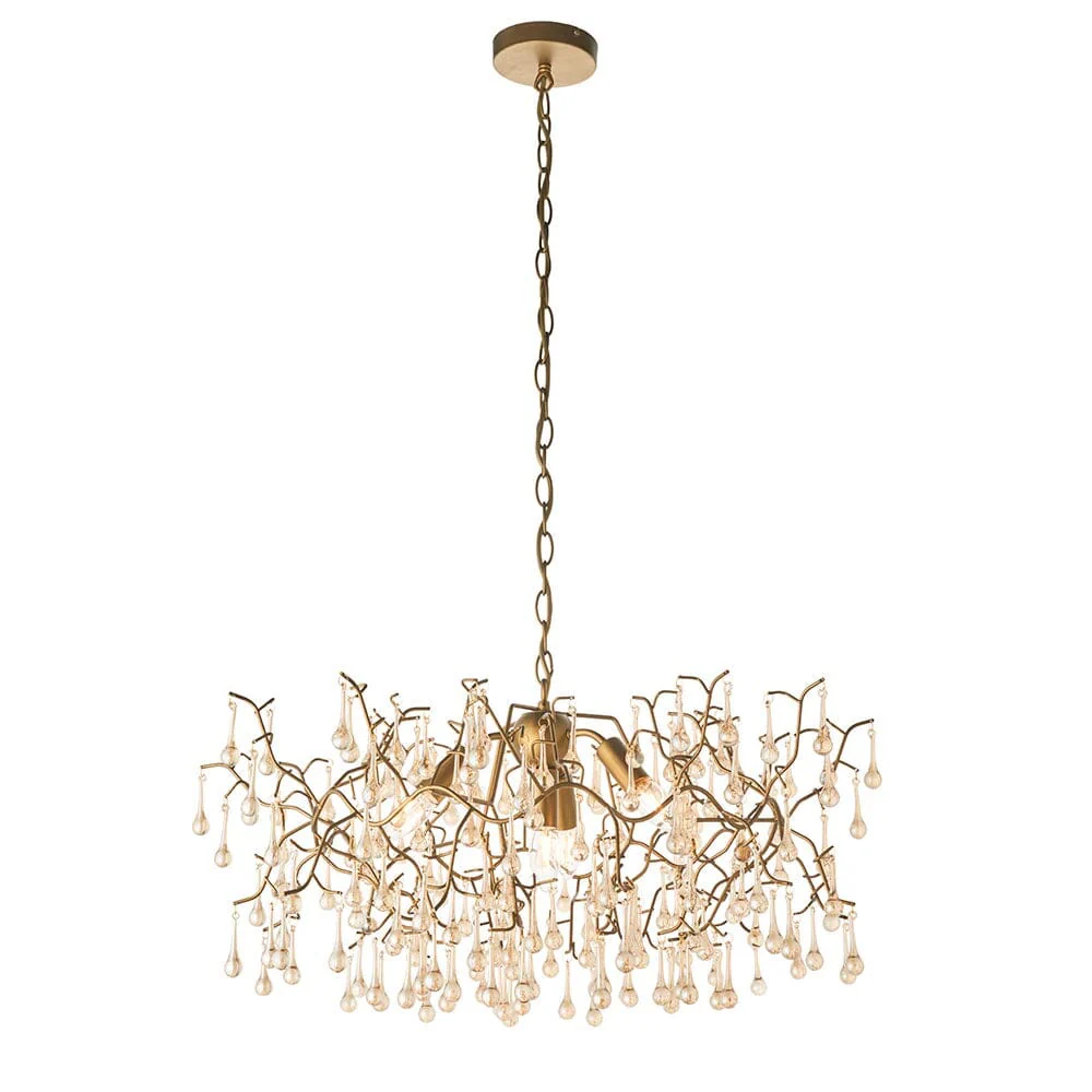 Anais Gold Branch Chandelier with Glass Droplets - Image 4