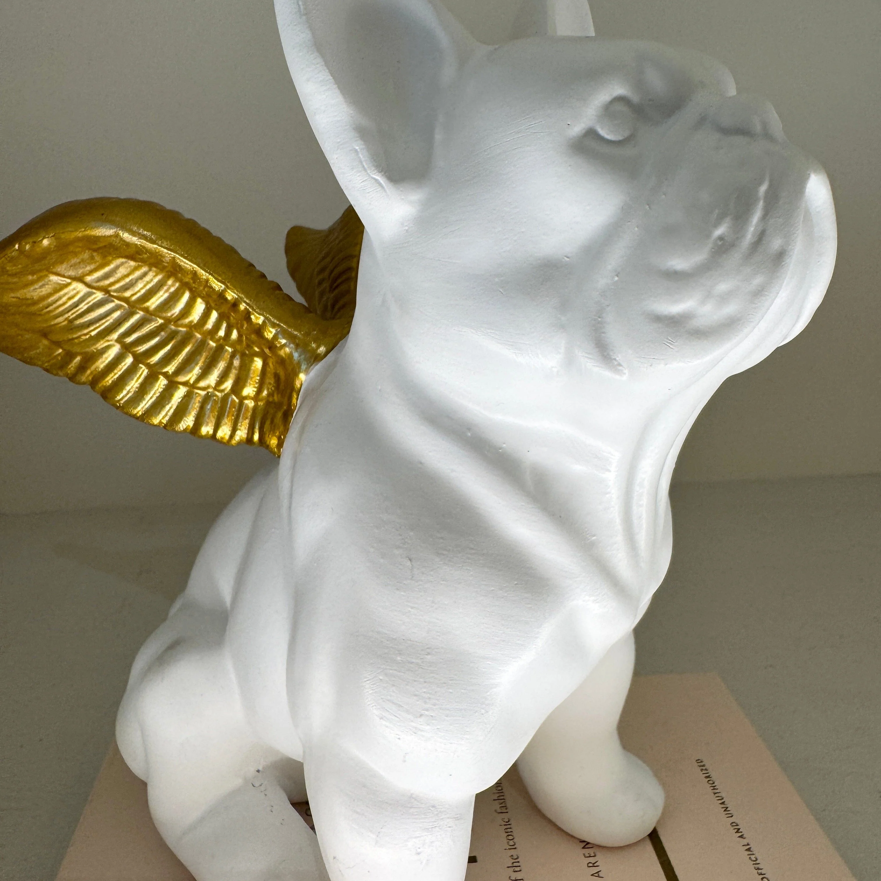 Angel White & Gold French Bull Dog Decorative Ornament - Image 2
