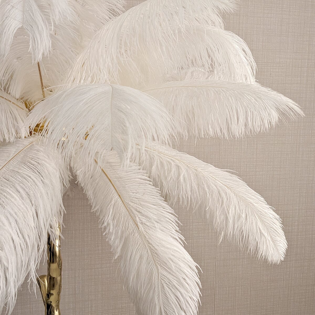 Angelina Premium Cream & Gold Feather Table Lamp - Image 3