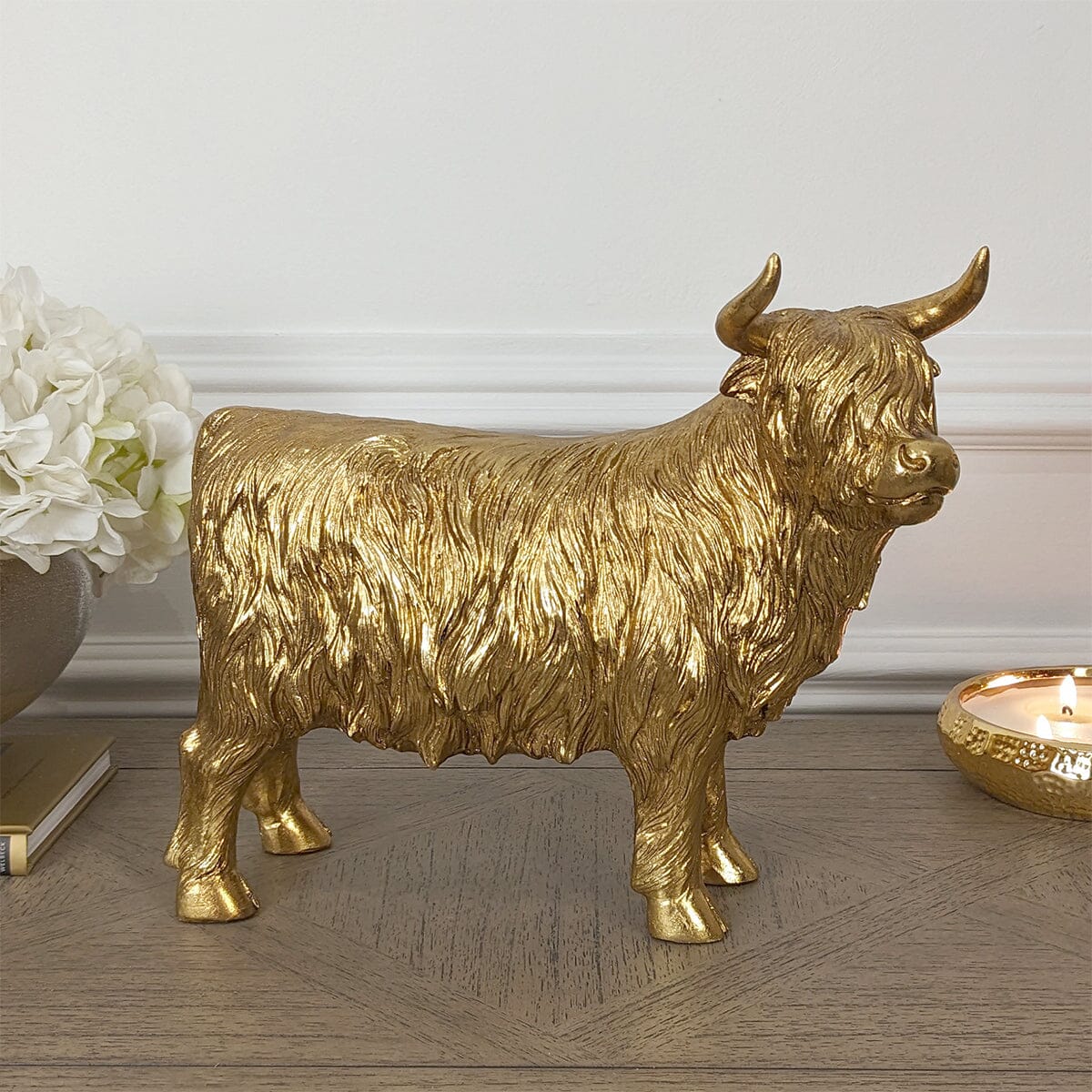 Angus Large Gold Highland Cow Ornament - Image 2