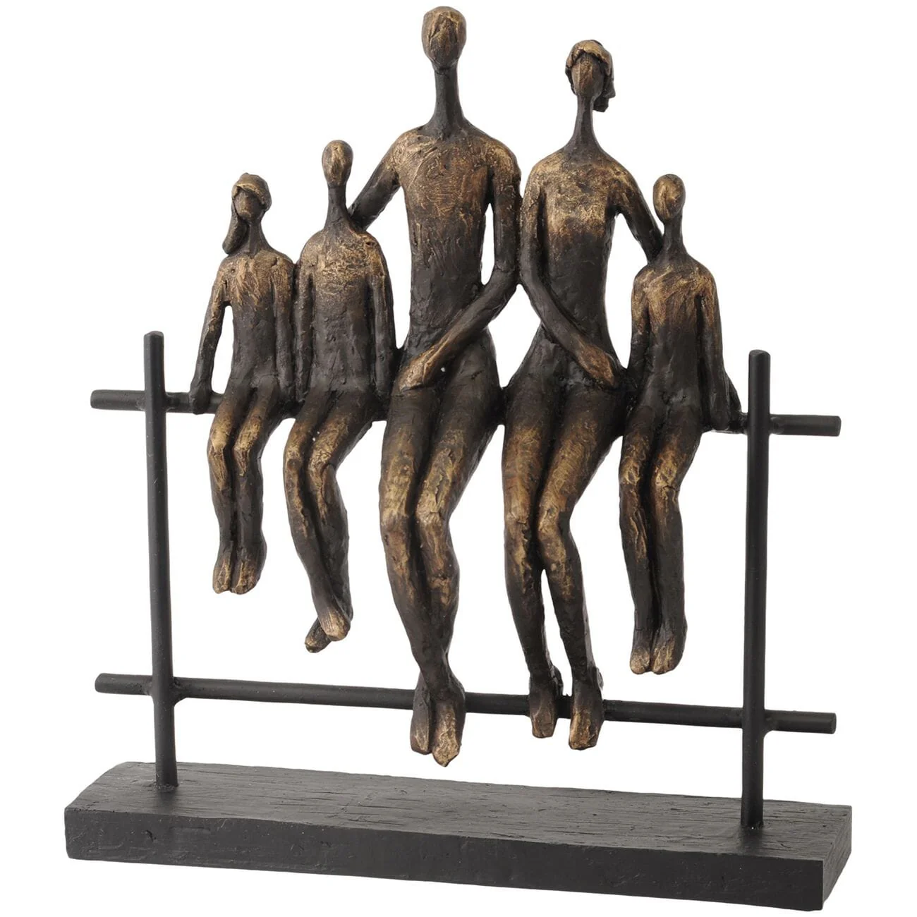 Antique Brass Family of Five Sitting Sculpture - Image 2