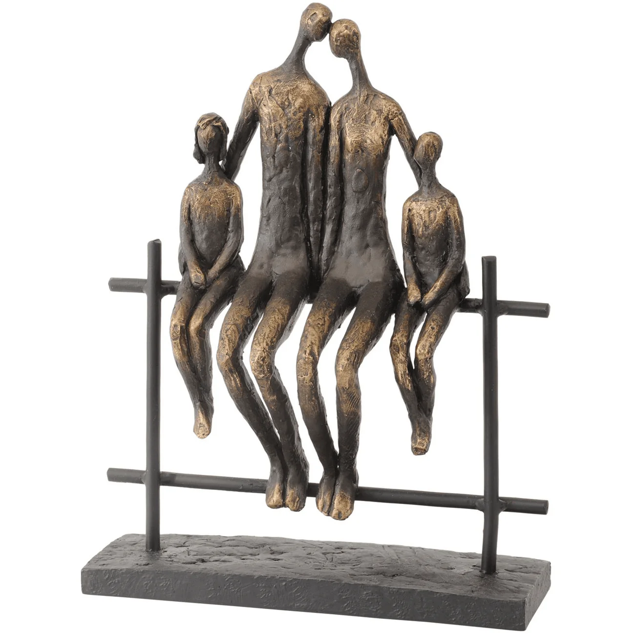Antique Brass Family of Four Sitting Sculpture - Image 2