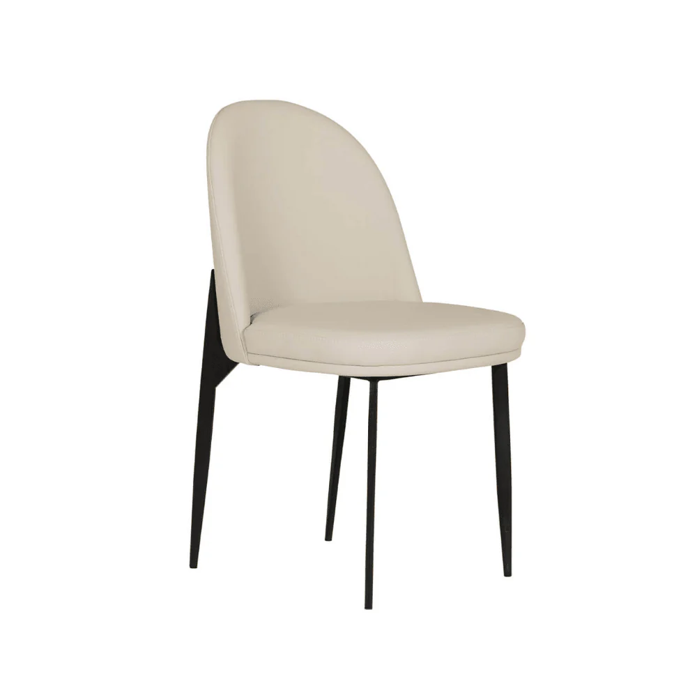 Apollonia Cream Leather & Black Dining Chair - Image 3