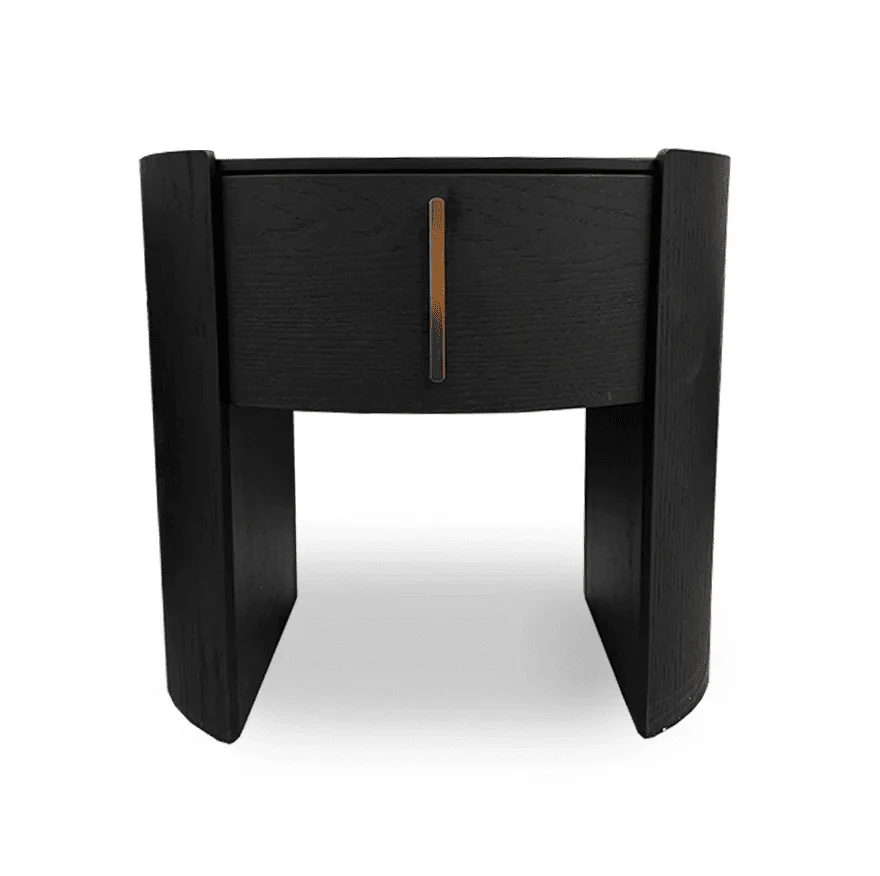 Arezzo Black 1 Drawer Bedside Table with Gold Handle Detail - Image 2