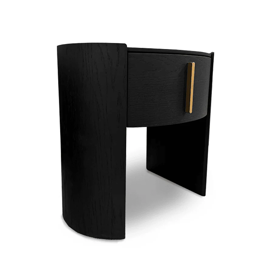 Arezzo Black 1 Drawer Bedside Table with Gold Handle Detail - Image 3
