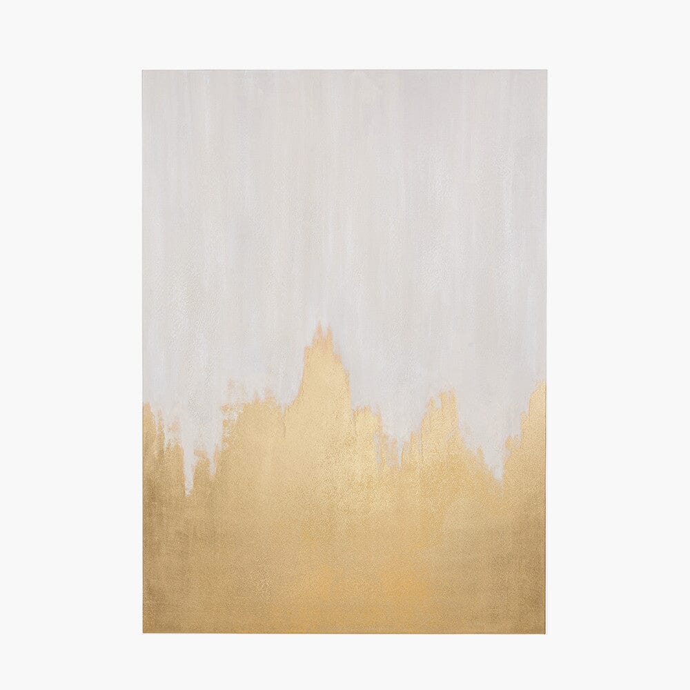 Aria White & Gold Abstract Frameless Canvas Wall Art - Image 2