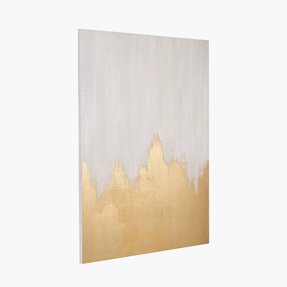 Aria White & Gold Abstract Frameless Canvas Wall Art - Image 5