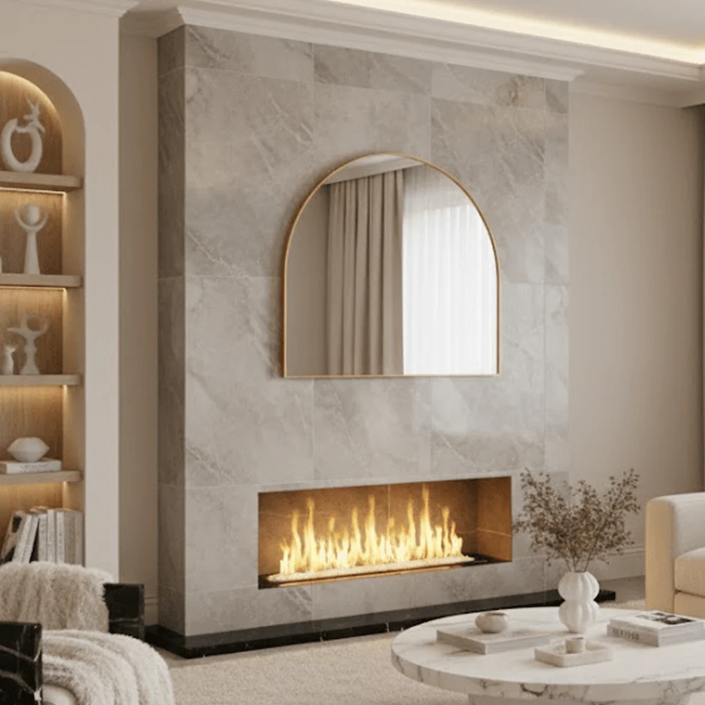 Arian Gold Large Overmantle Arched Mirror