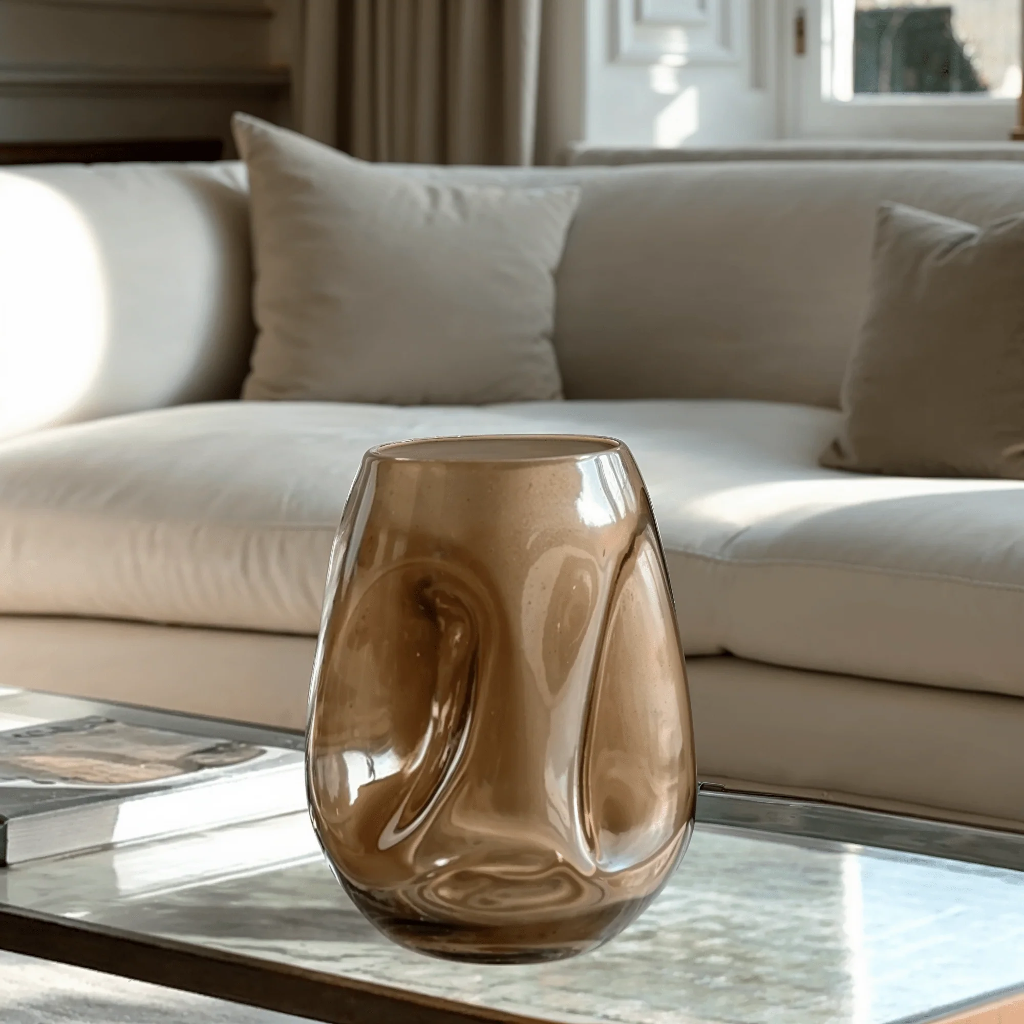 Arina Mini Decorative Brown Glass Abstract Vase