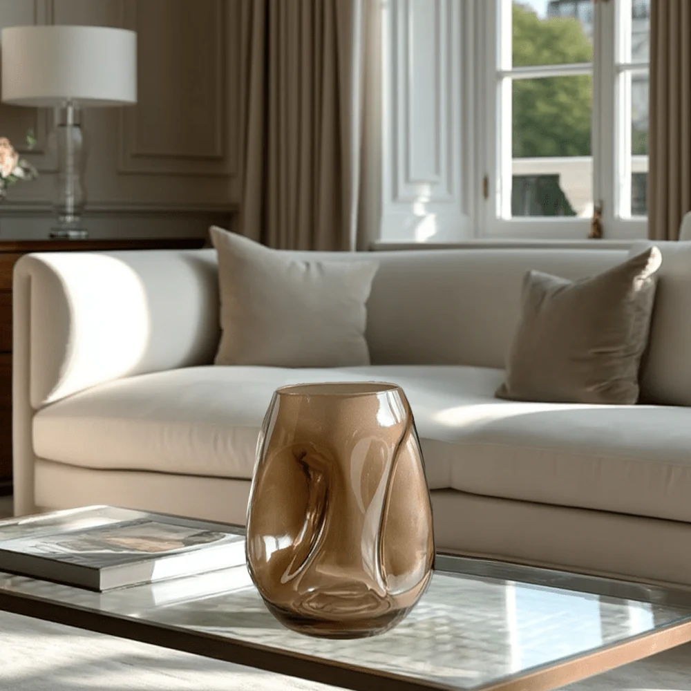 Arina Mini Decorative Brown Glass Abstract Vase - Image 2