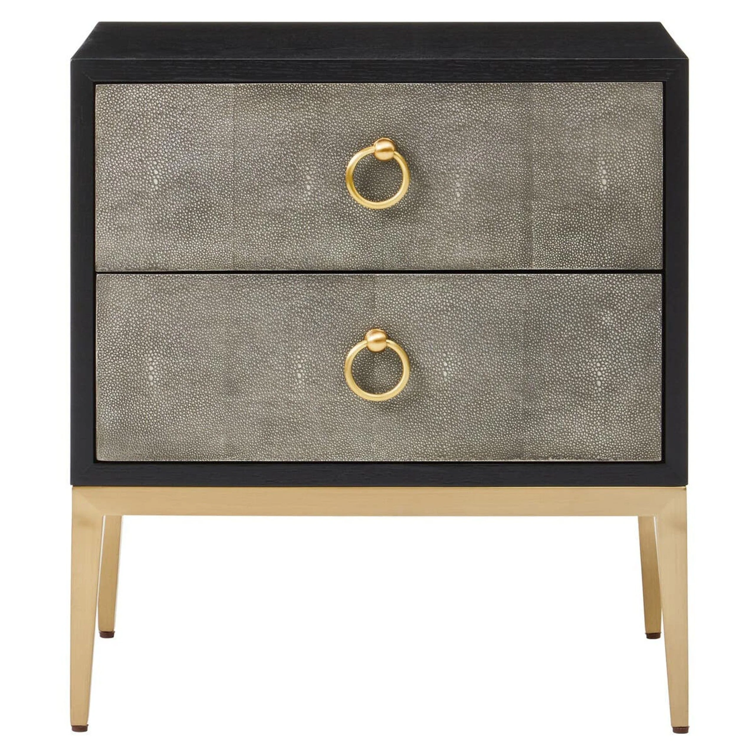 Arlen Premium Shagreen Effect 2 Drawer Bedside Table with Gold Legs - Image 2