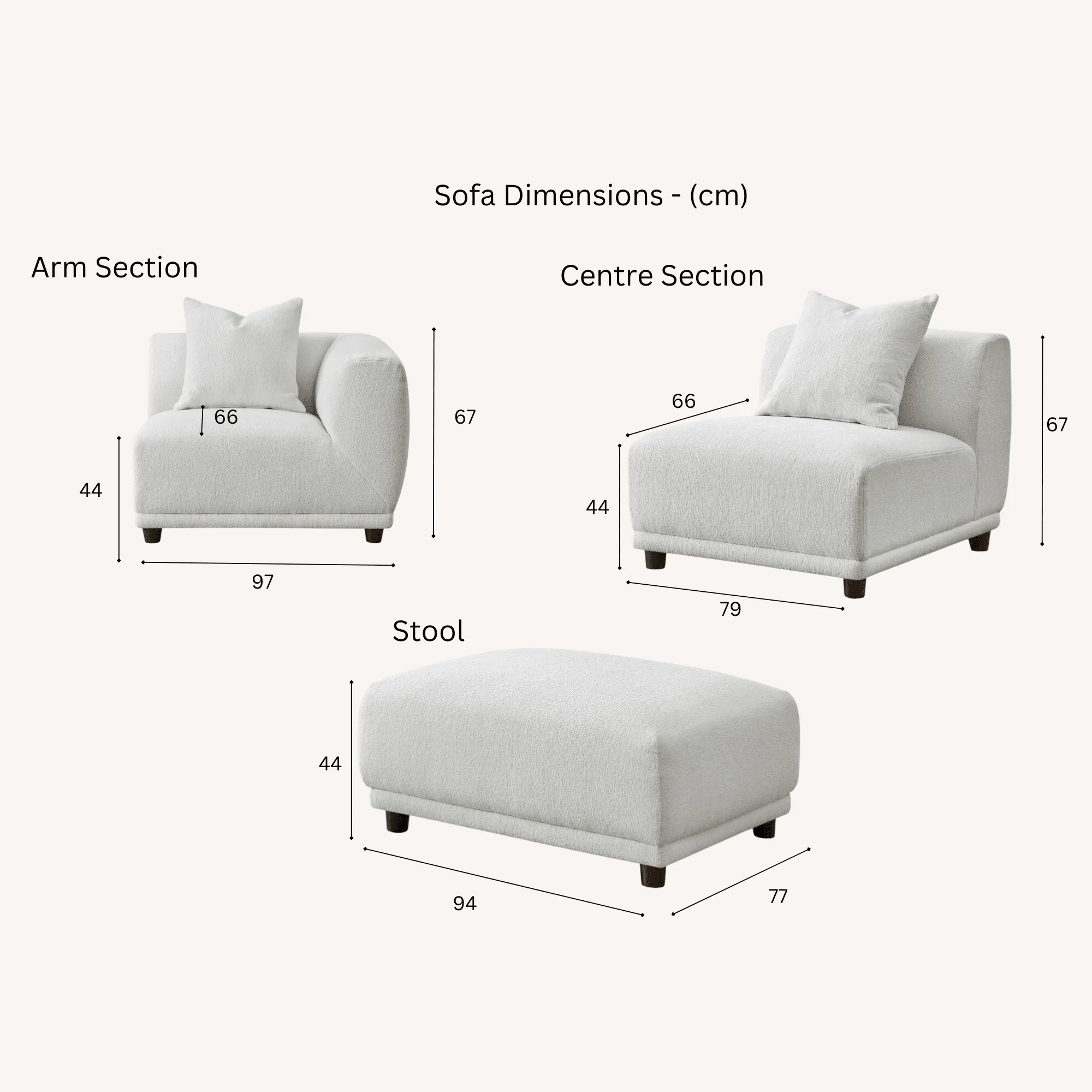 Arlo Polar Boucle Modular Sofa Range - Image 18